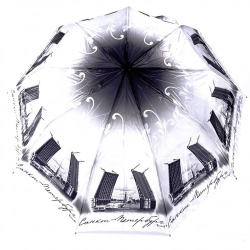 Зонт женский 3 сложения автомат сатин "Санкт-Петербург" диаметр купола 107 см 9 спиц