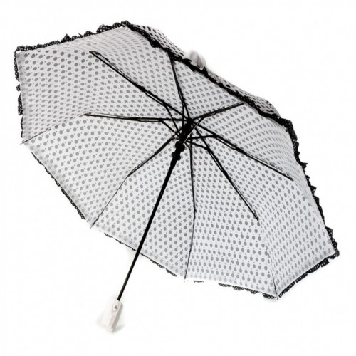 Зонт женский 3 сложения полуавтомат "ГОРОХ черный и белый" диаметр купола 98 см 8 спиц