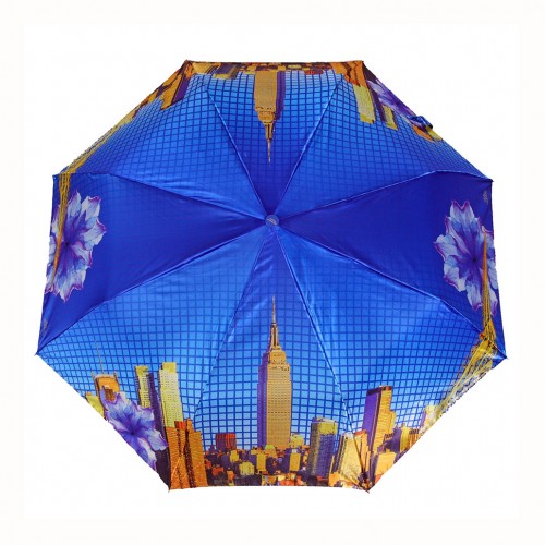 Зонт женский сатин полуавтомат " Цветной Город" 8 спиц 